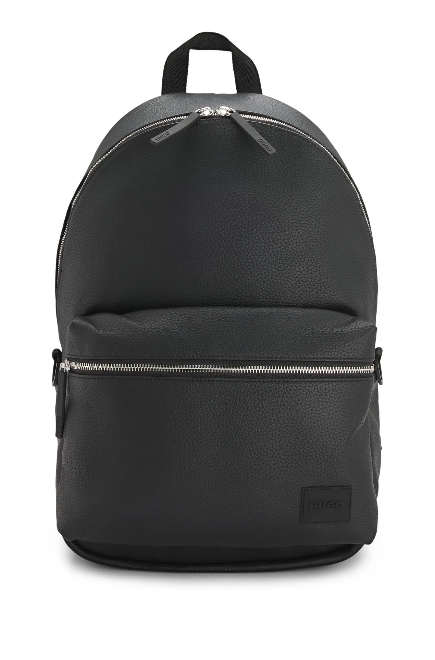 Rucksack mit Reißverschluss und Logo-Aufnäher aus Gummi