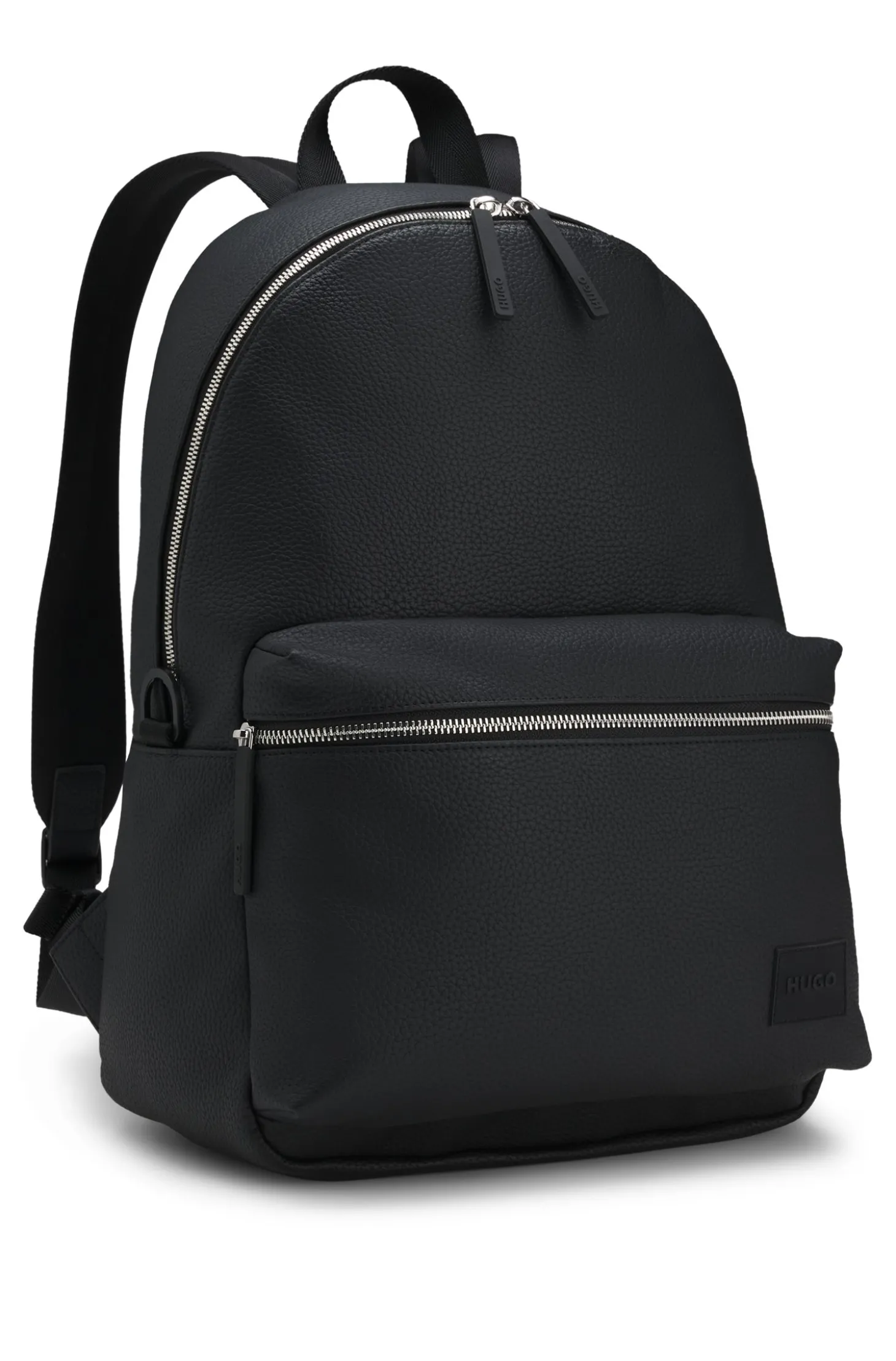 Rucksack mit Reißverschluss und Logo-Aufnäher aus Gummi
