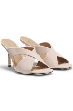 Sandalen aus Veloursleder mit überkreuzten Riemchen