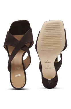 Sandalen aus Veloursleder mit überkreuzten Riemchen