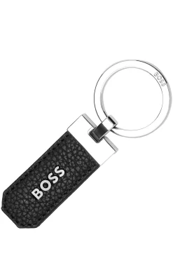 Schlüsselanhänger aus genarbtem Leder mit Logos in der Geschenkbox
