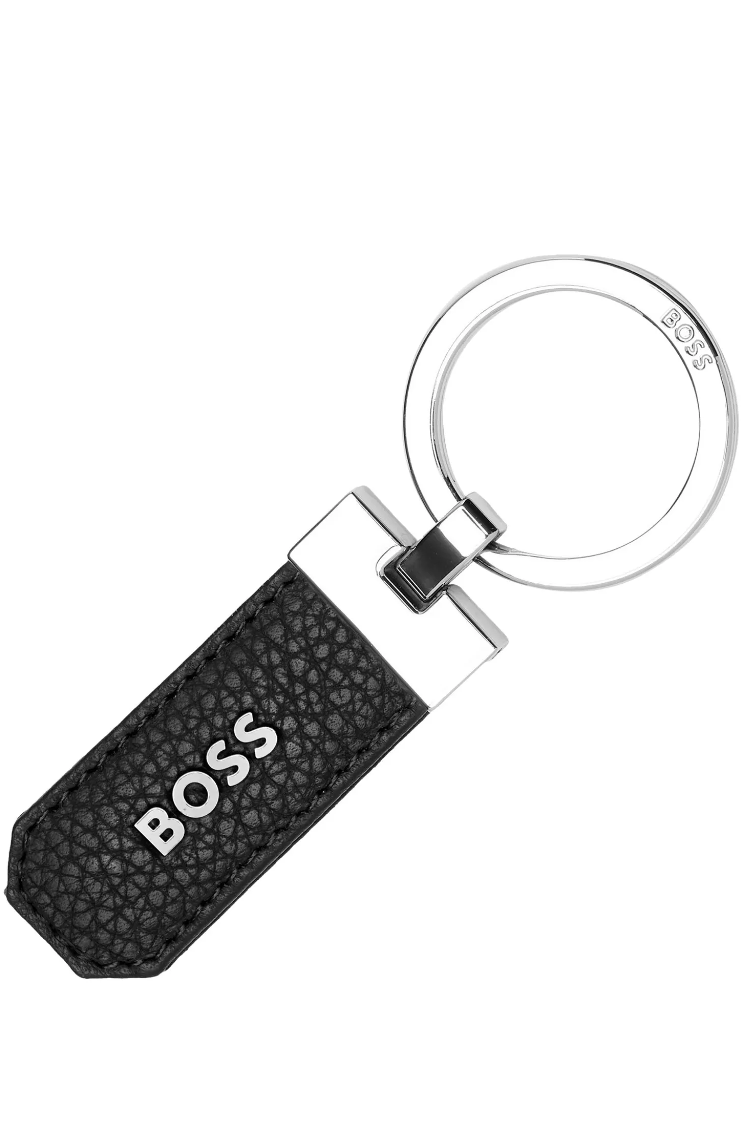 Schlüsselanhänger aus genarbtem Leder mit Logos in der Geschenkbox