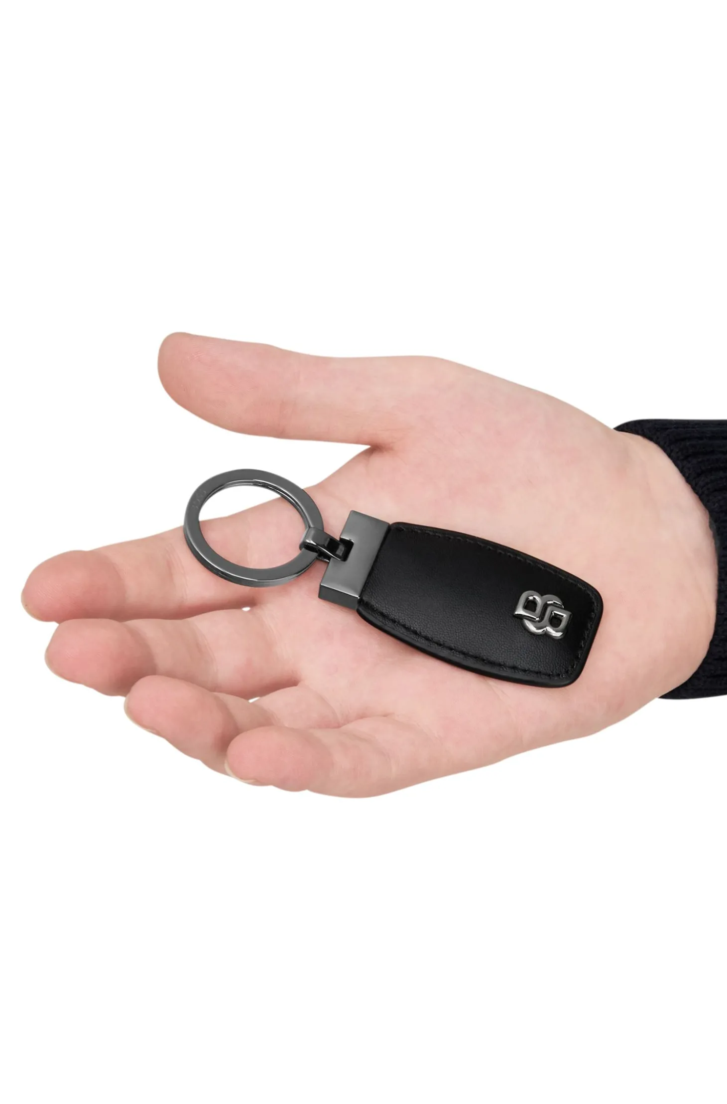 Schlüsselanhänger aus Leder mit Double-B-Monogramm aus Metall