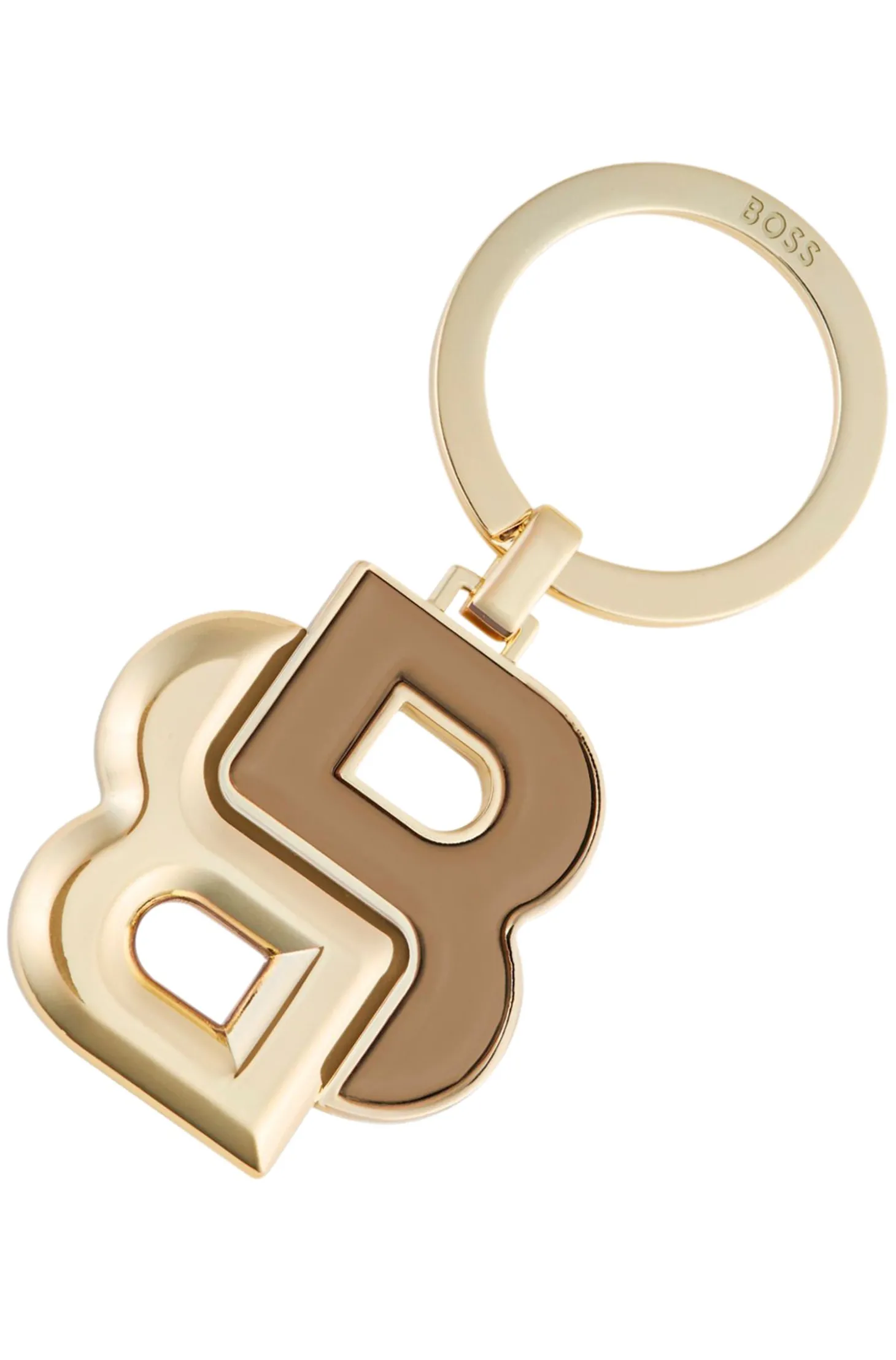 Schlüsselanhänger mit camel- und goldfarbenem Double-B-Monogramm