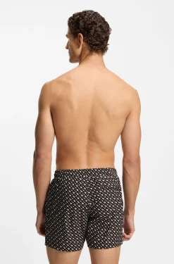 Schnell trocknende Badeshorts mit durchgehendem Innenfutter und Monogramm-Print
