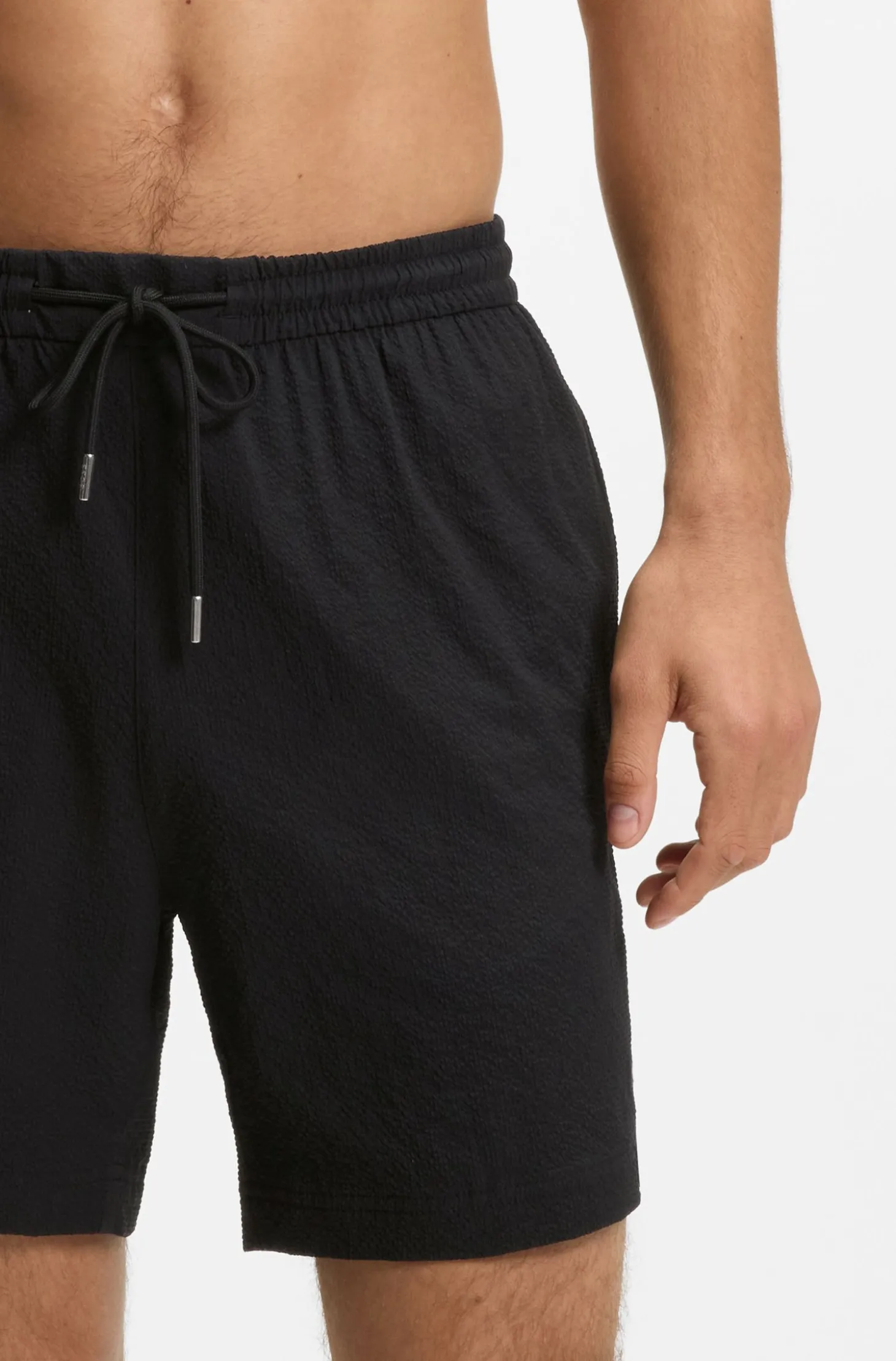 Schnell trocknende Badeshorts aus elastischem Seersucker-Gewebe
