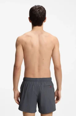 Schnell trocknende Badeshorts mit rotem Logo-Label