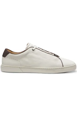 Schnür-Sneakers aus genarbtem italienischem Leder