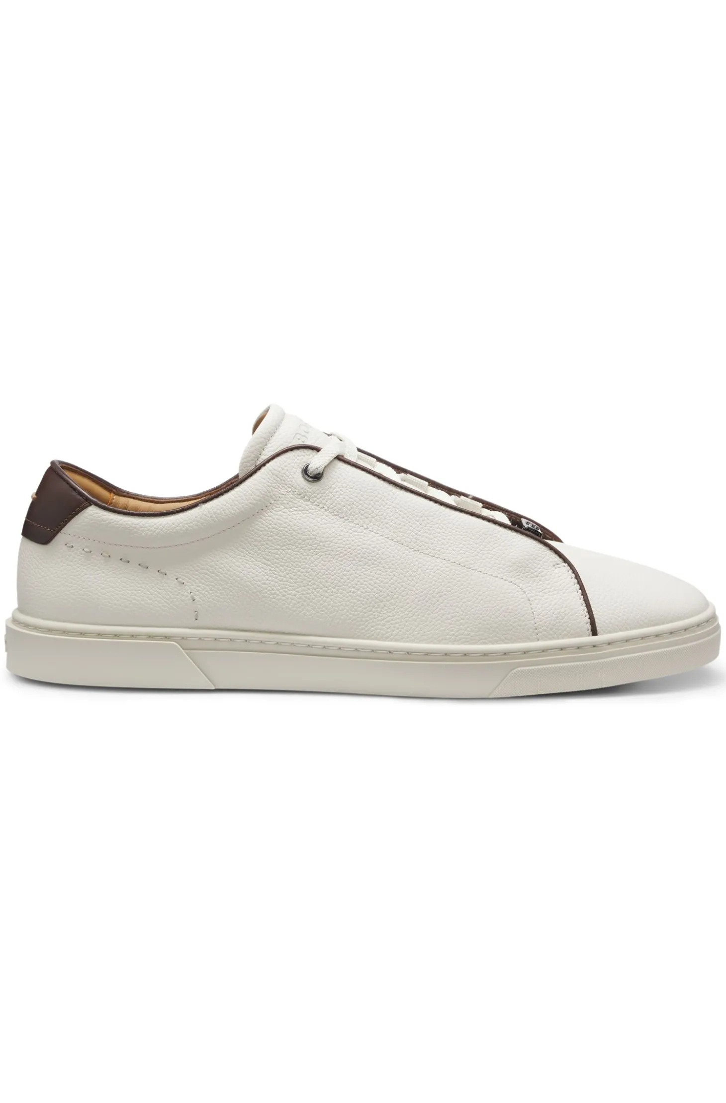 Schnür-Sneakers aus genarbtem italienischem Leder