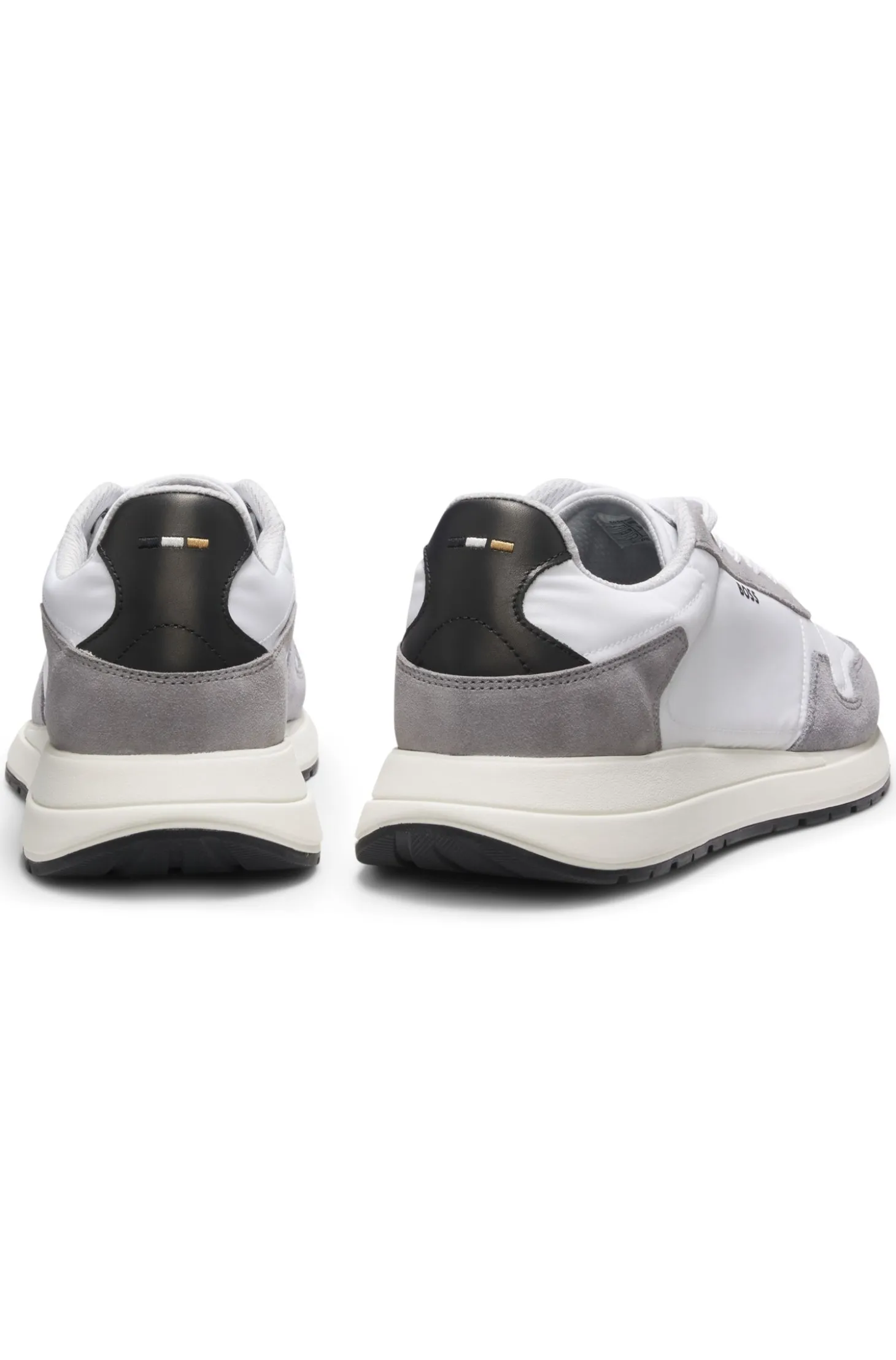 Schnür-Sneakers aus leichtem Gewebe mit Veloursleder-Details