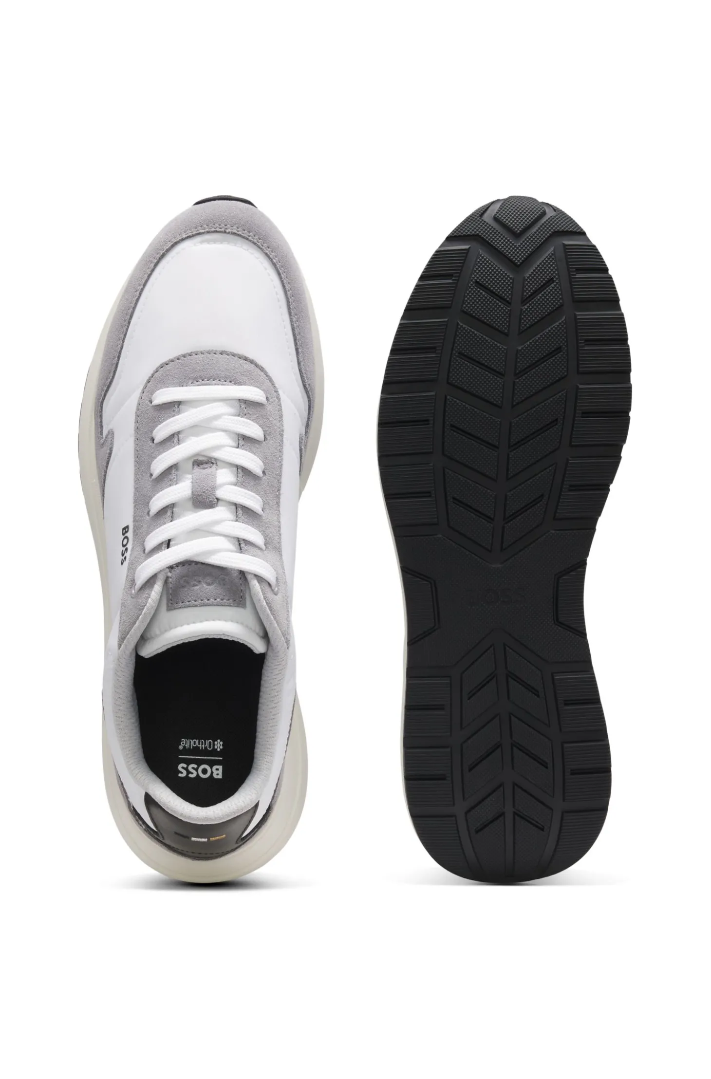 Schnür-Sneakers aus leichtem Gewebe mit Veloursleder-Details
