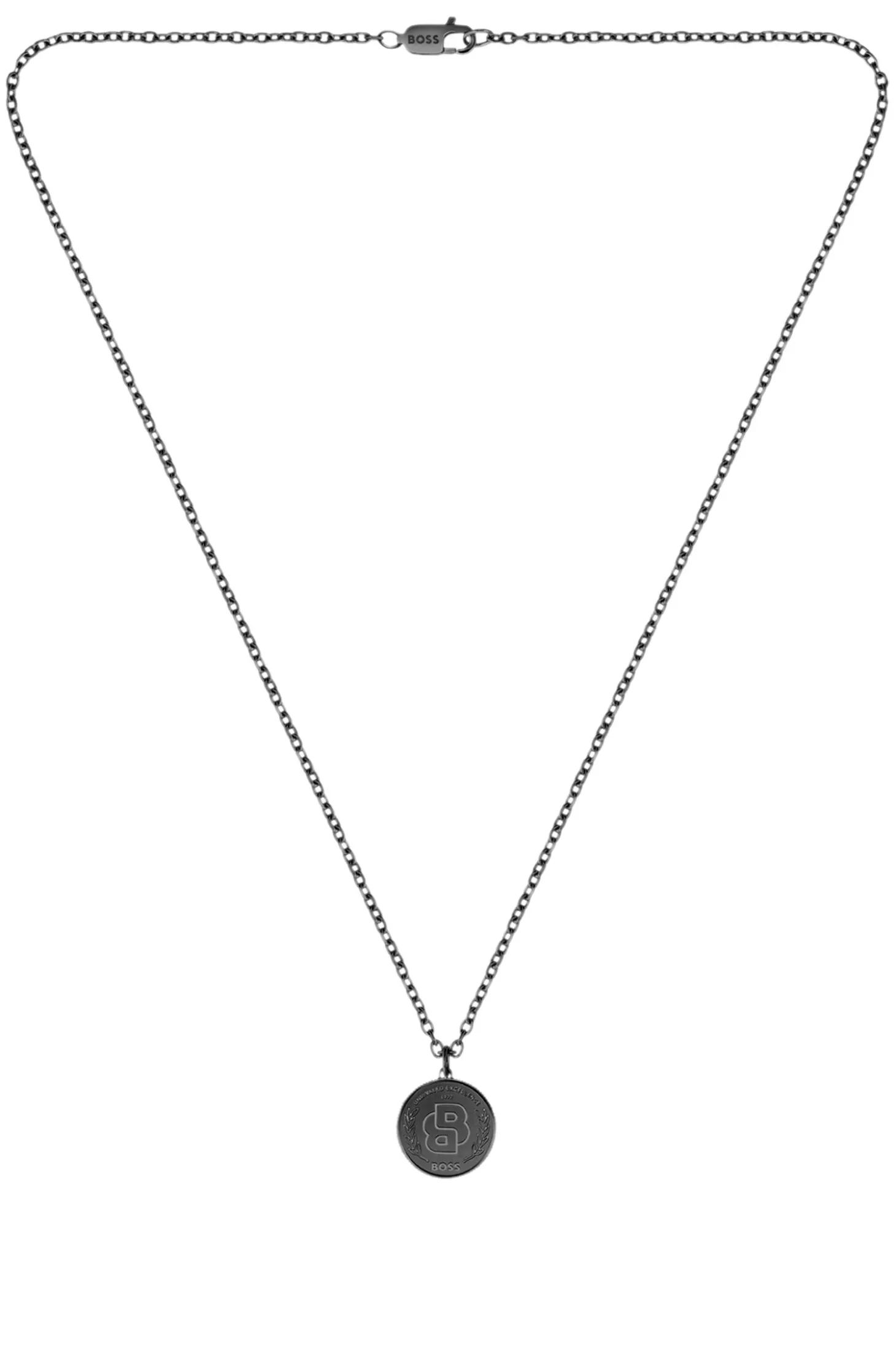 Schwarz beschichtete Halskette mit Double-B-Monogramm-Medaillon