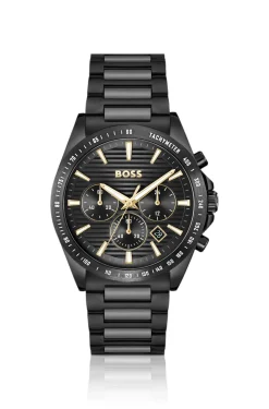 Schwarz beschichtete Uhr mit tonalem H-Gliederarmband