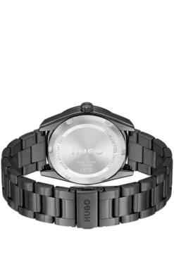 Schwarz beschichtete Uhr mit tonalem Zifferblatt und Gliederarmband