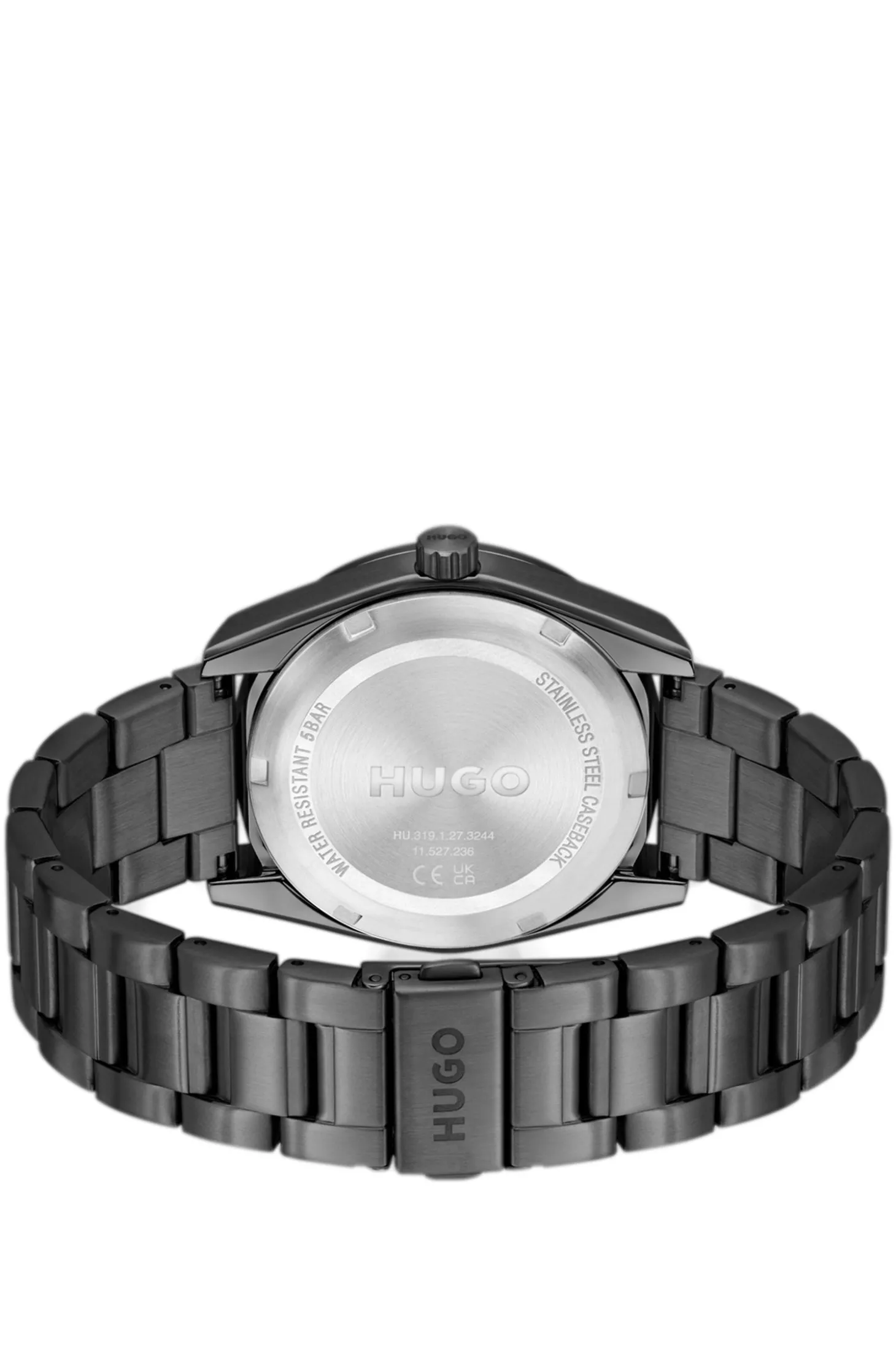 Schwarz beschichtete Uhr mit tonalem Zifferblatt und Gliederarmband
