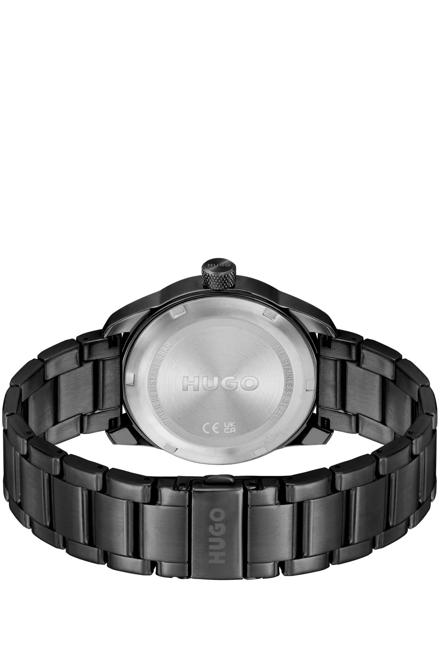 Schwarz beschichtete Uhr mit Gliederarmband