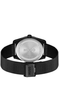 Schwarz beschichtete Uhr mit tonalem Mesh-Armband
