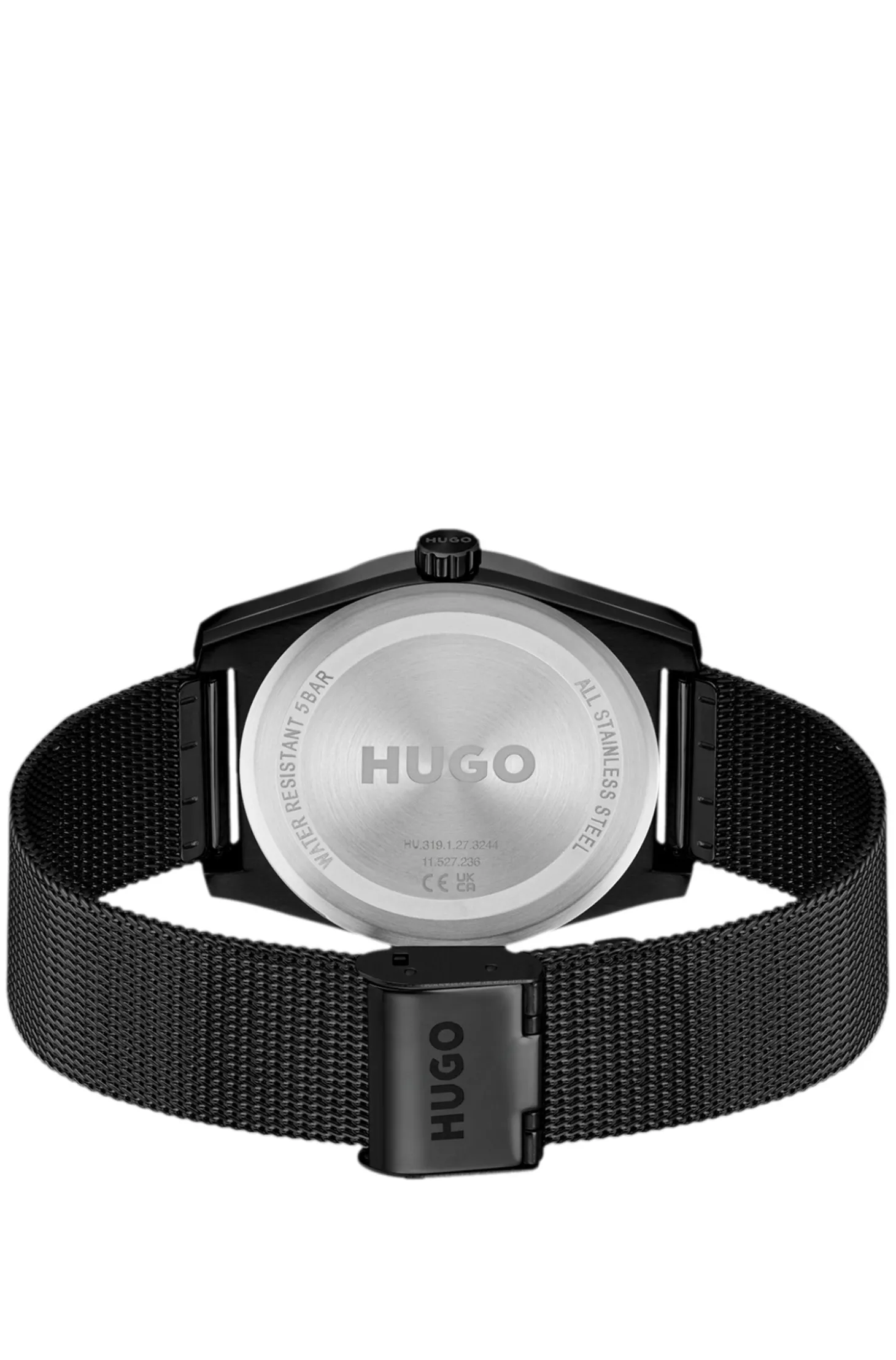 Schwarz beschichtete Uhr mit tonalem Mesh-Armband