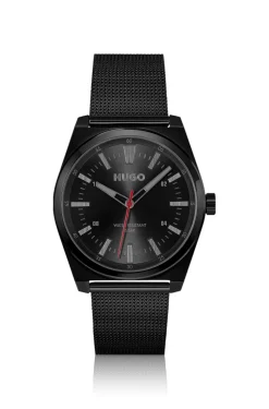 Schwarz beschichtete Uhr mit tonalem Mesh-Armband