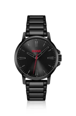 Schwarz beschichtete Uhr mit tonalem Edelstahlarmband