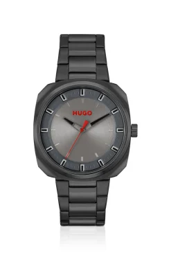 Schwarz beschichtete Uhr mit Gliederarmband