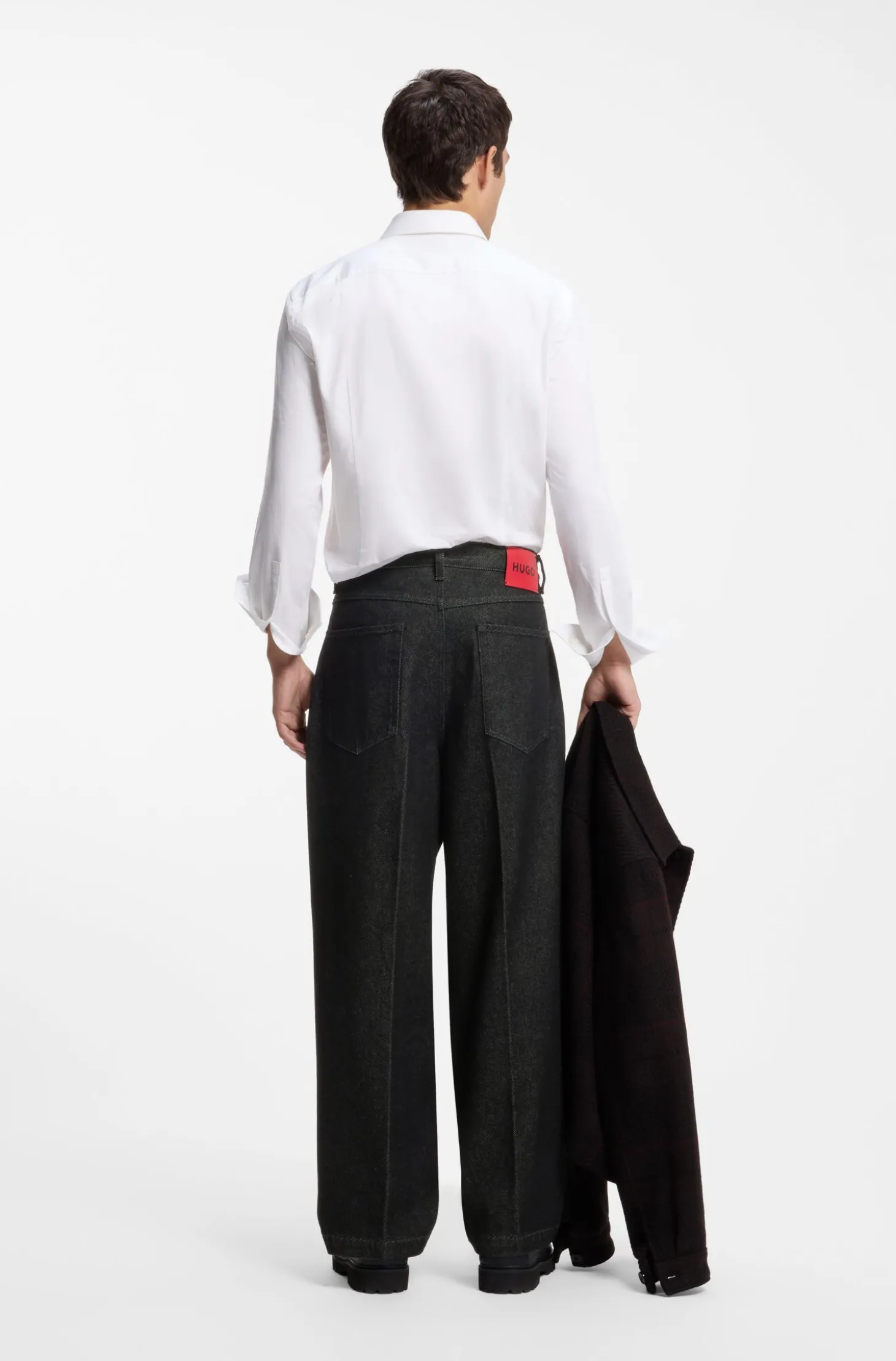 Schwarze Relaxed-Fit Jeans aus schwerem Denim