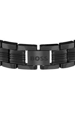 Schwarzes Armband im Uhren-Design mit graviertem Logo