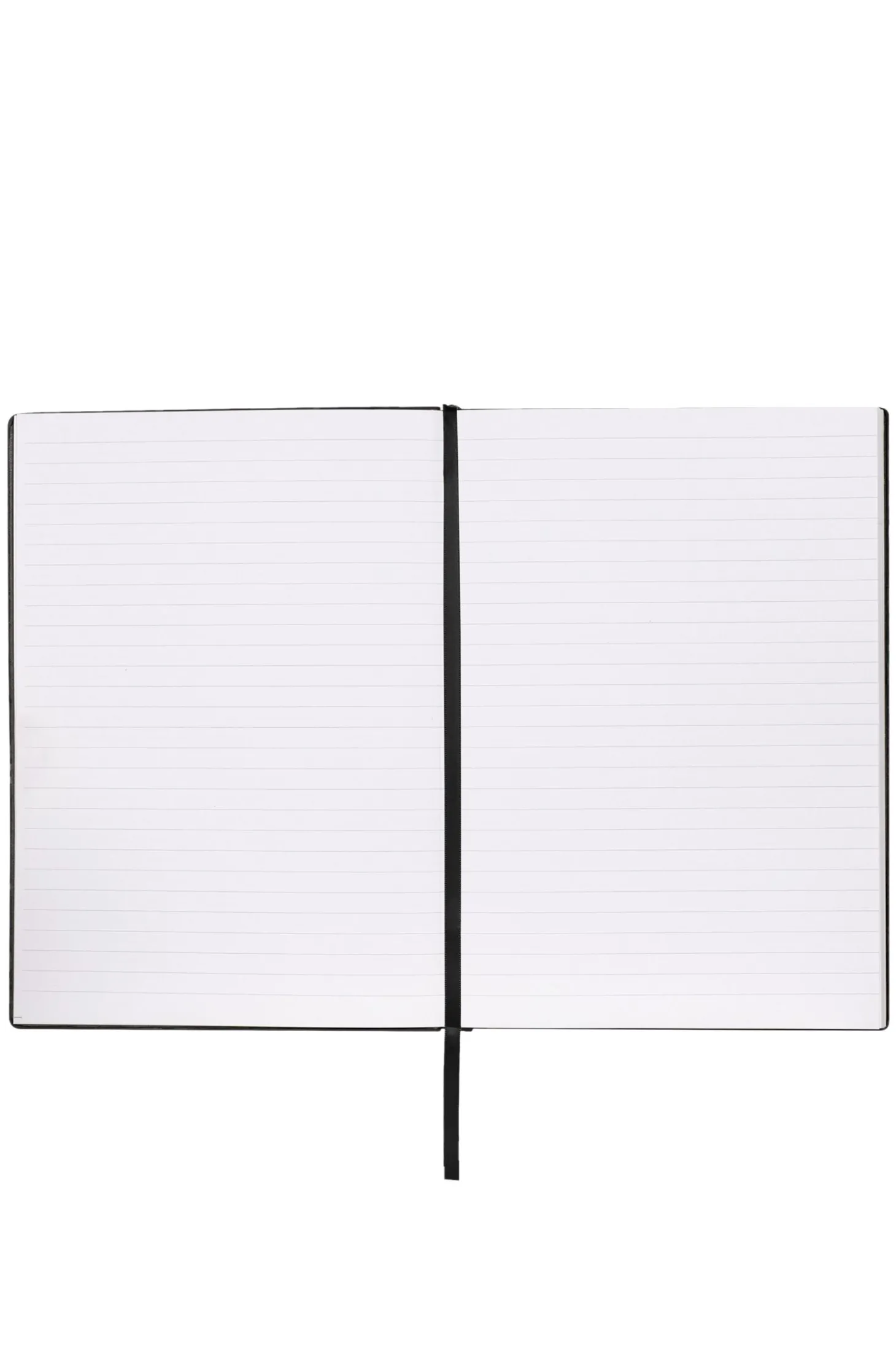 Schwarzes DIN-A5-Notizbuch mit Karo-Print und silberfarbenem Folien-Logo