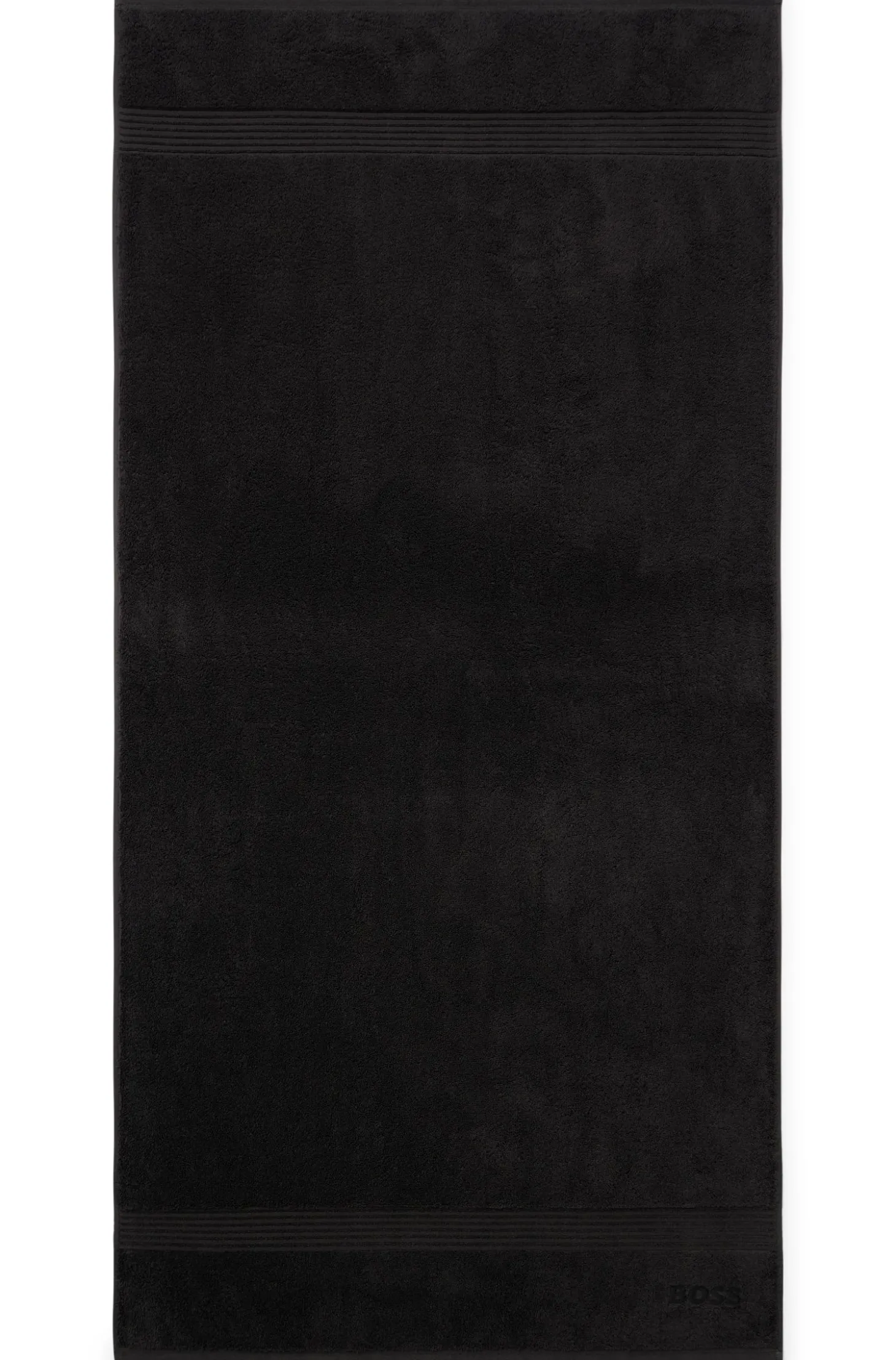 Schwarzes Duschtuch aus Baumwolle mit Logo-Stickerei