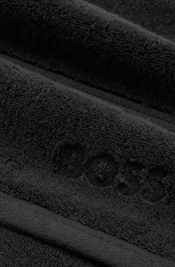 Schwarzes Gästehandtuch aus Baumwolle mit Logo-Stickerei