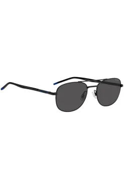 Schwarze Sonnenbrille mit blauen Details