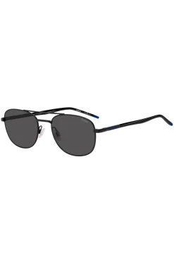 Schwarze Sonnenbrille mit blauen Details