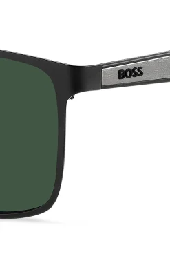Schwarze Sonnenbrille mit Gummi-Bügeln