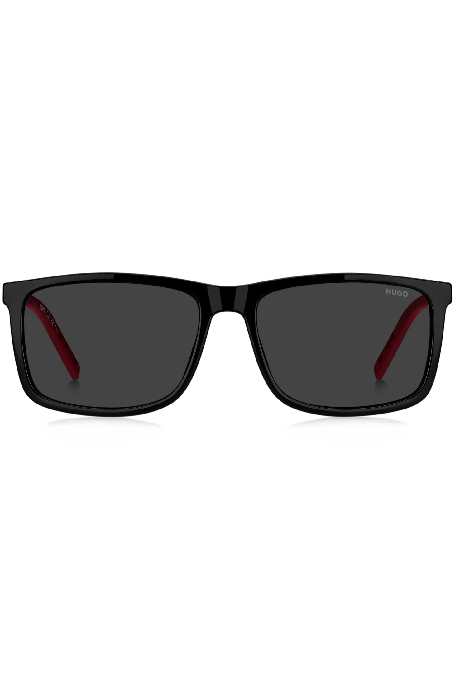 Schwarze Sonnenbrille mit zweifarbigen Bügeln