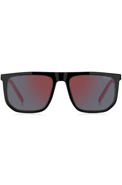 Schwarze Sonnenbrille mit zweifarbigen Bügeln