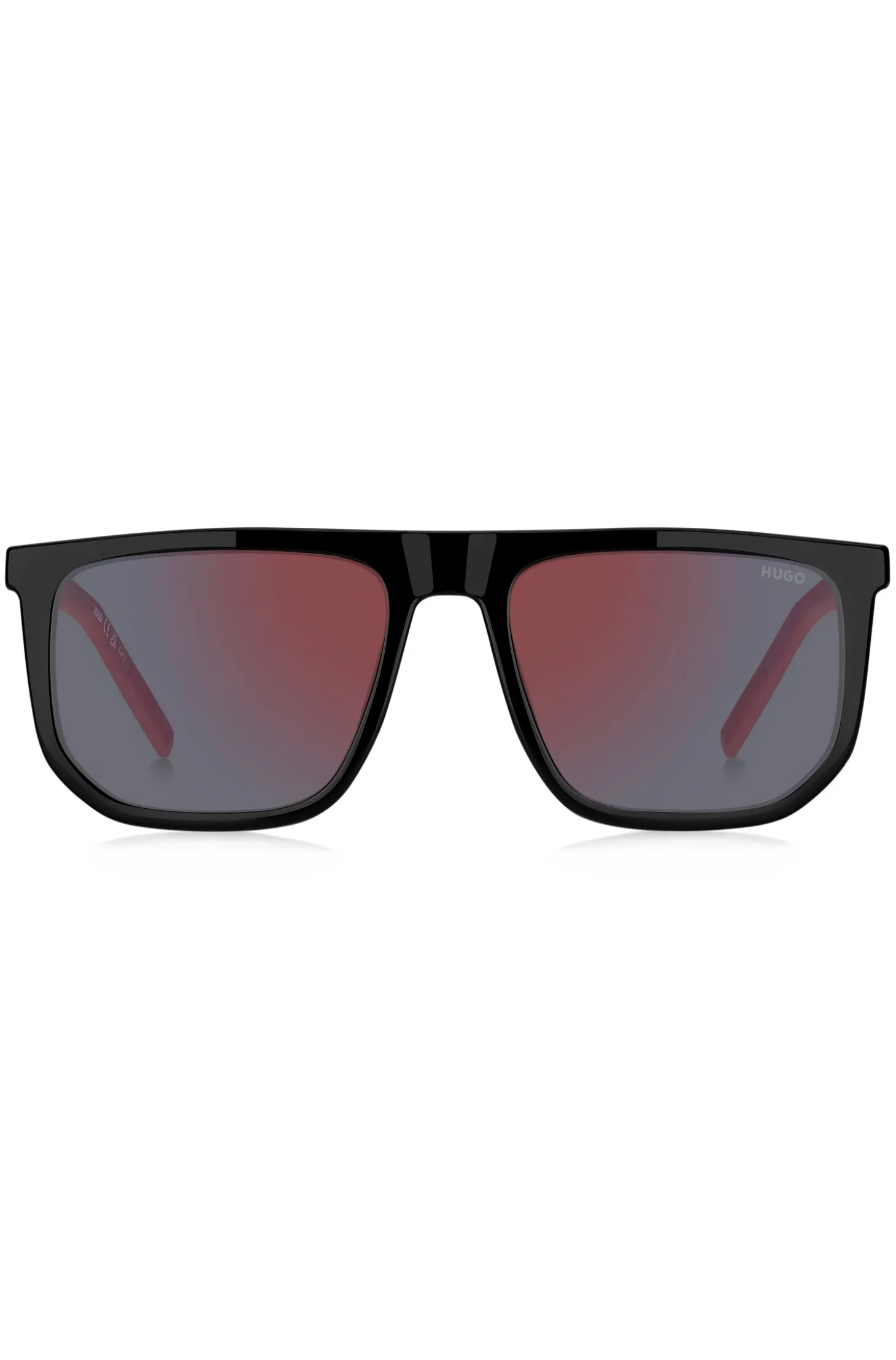Schwarze Sonnenbrille mit zweifarbigen Bügeln