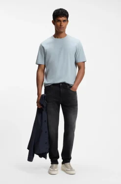 Schwarze Tapered-Fit Jeans aus bequemem Stretch-Denim