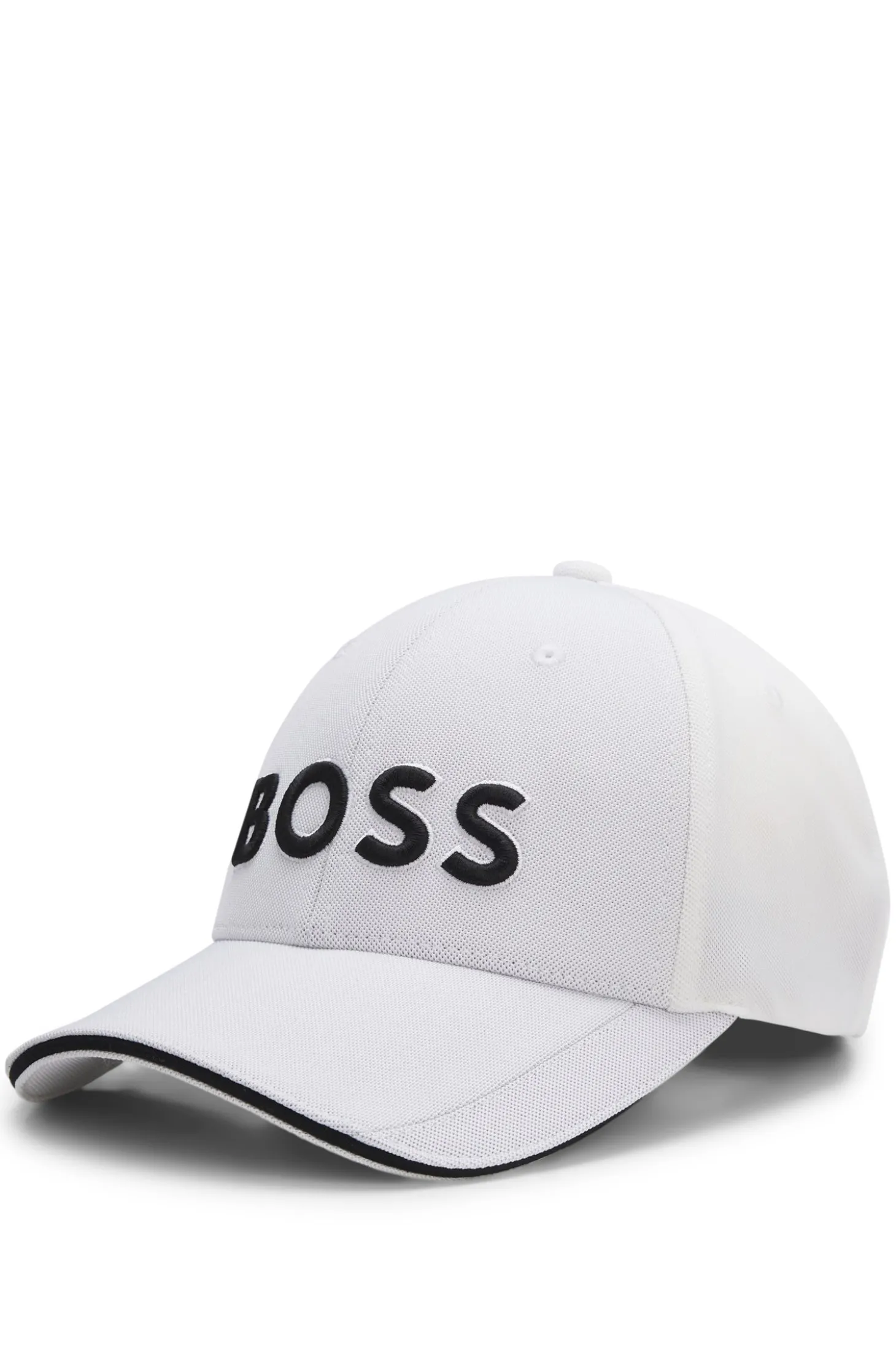 Sechs-Bahnen-Cap aus Piqué mit Logo-Stickerei
