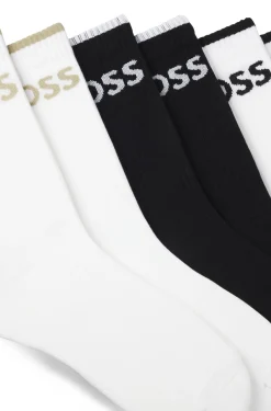 Sechserpack kurze Socken aus geripptem Baumwoll-Mix