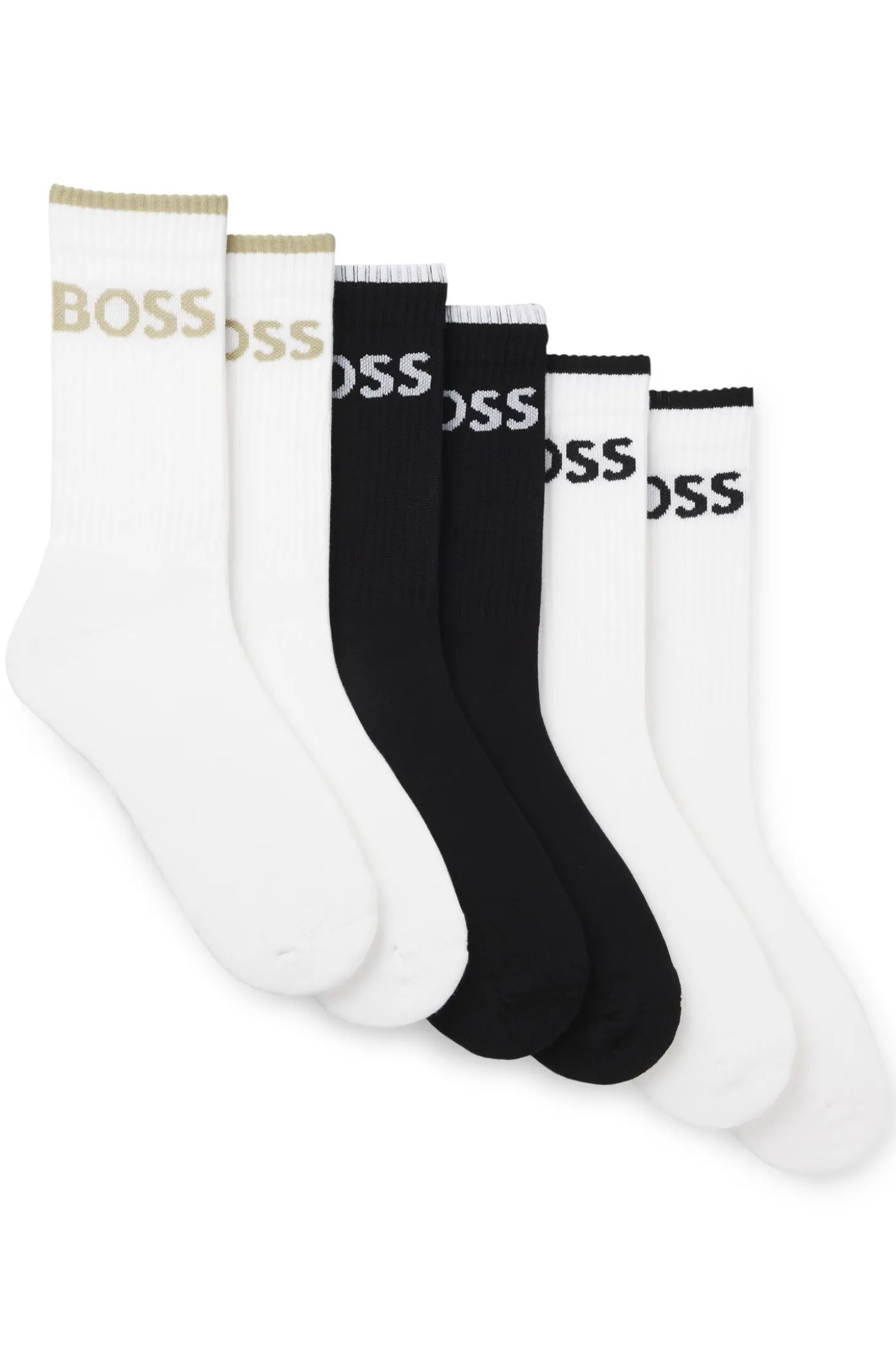 Sechserpack kurze Socken aus geripptem Baumwoll-Mix