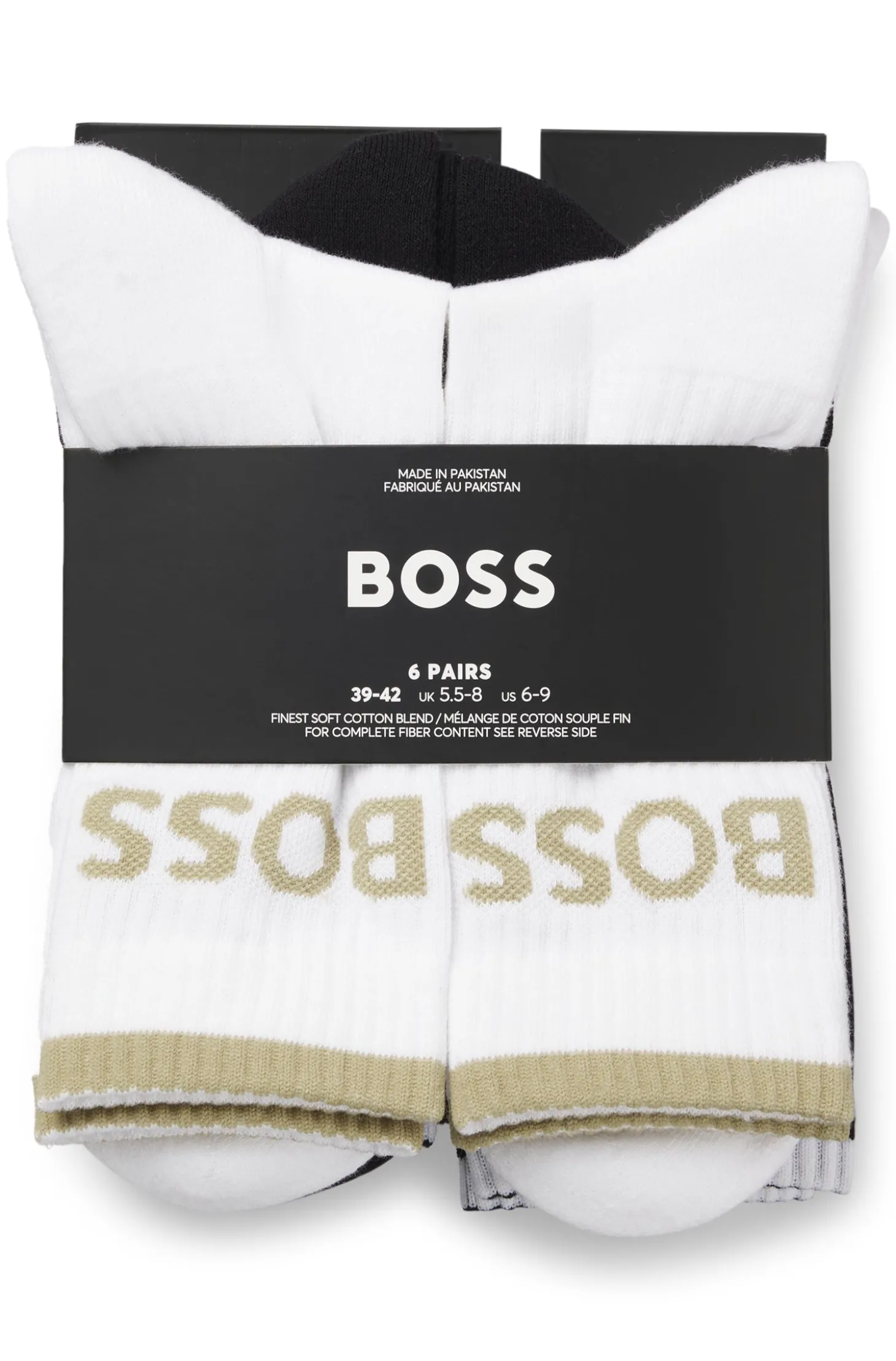 Sechserpack kurze Socken aus geripptem Baumwoll-Mix