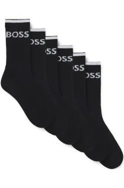 Sechserpack kurze Socken aus geripptem Baumwoll-Mix