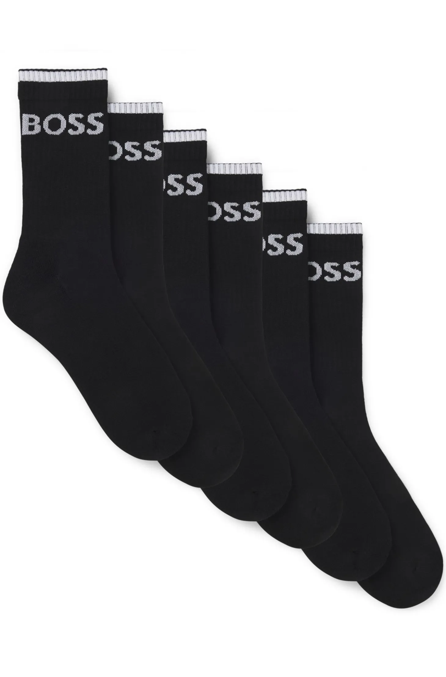 Sechserpack kurze Socken aus geripptem Baumwoll-Mix