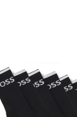 Sechserpack kurze Socken aus geripptem Baumwoll-Mix