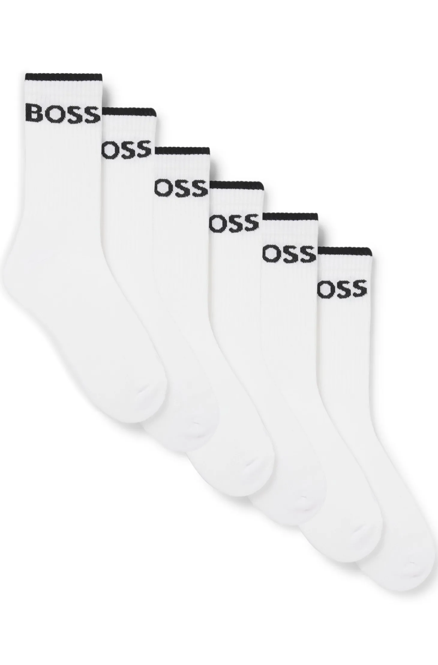 Sechserpack kurze Socken aus geripptem Baumwoll-Mix