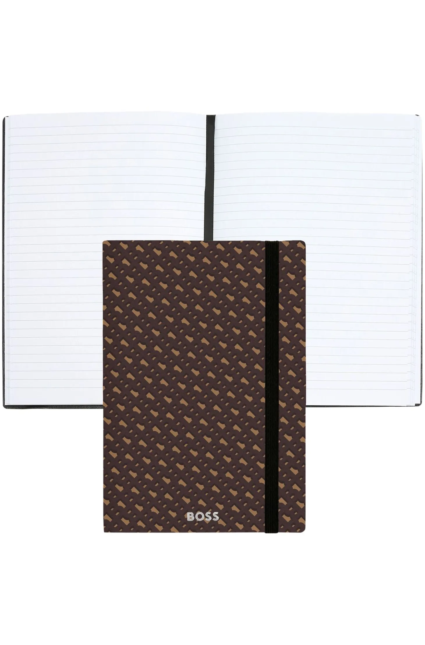 Set aus DIN-A5-Notizbuch mit Monogramm-Muster und Kugelschreiber