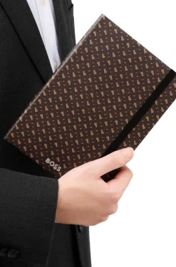 Set aus DIN-A5-Notizbuch mit Monogramm-Muster und Kugelschreiber