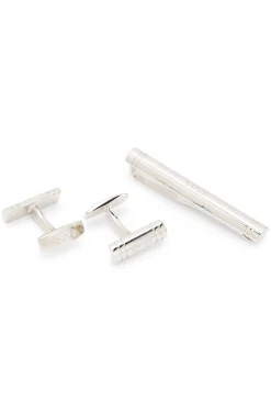Set aus Manschettenknöpfen und Krawattennadel aus Messing in der Geschenkbox