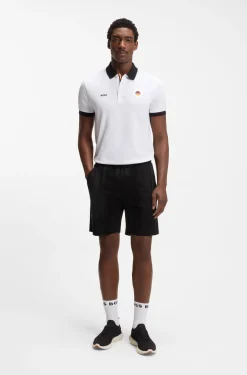 Shorts aus Baumwoll-Jersey mit matten und glänzenden Streifen