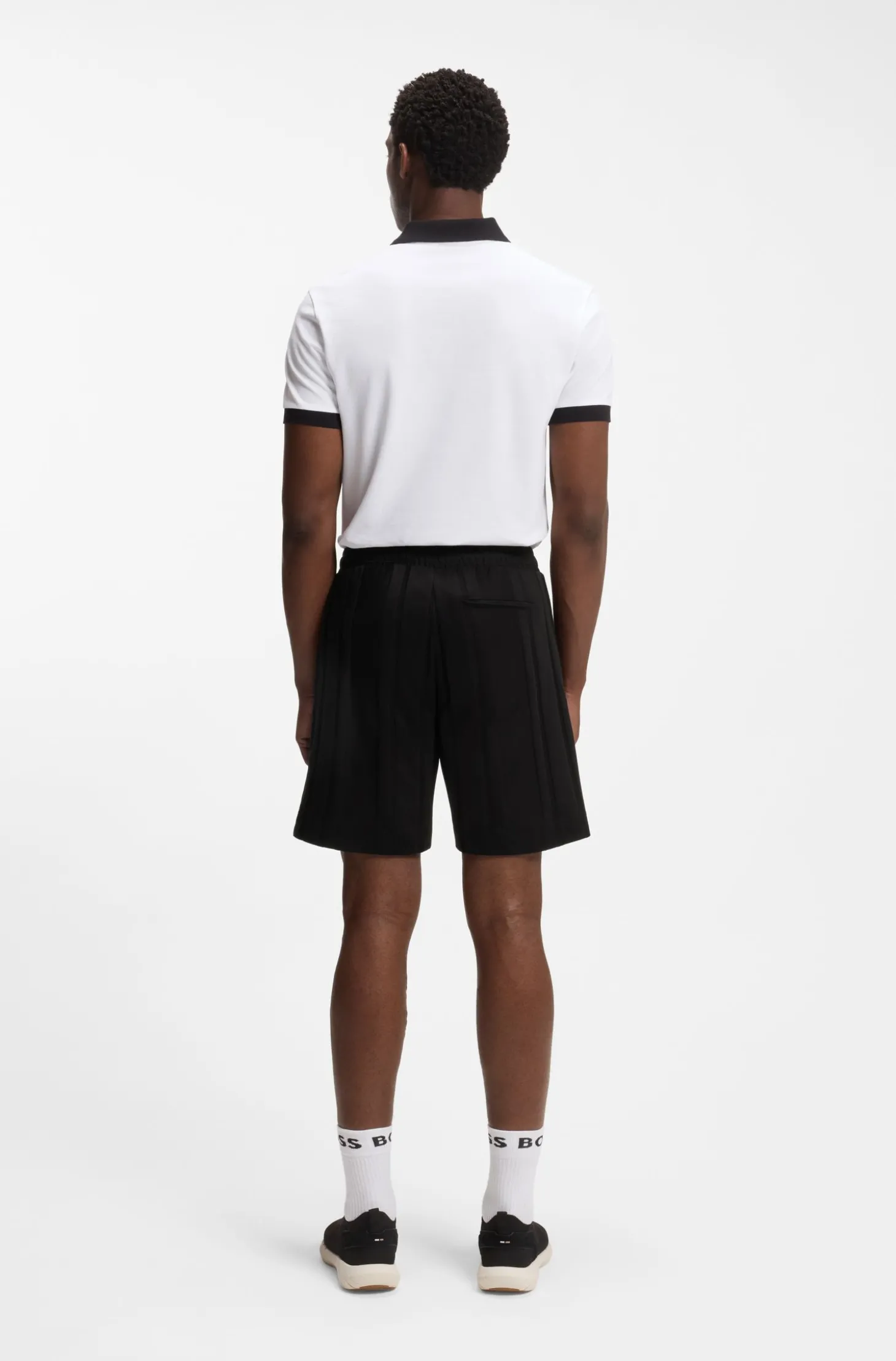 Shorts aus Baumwoll-Jersey mit matten und glänzenden Streifen